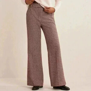Boden Red and White Checkered Flare Pants